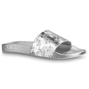 Louis Vuitton Waterfront Mule Chrome Mirror Silver LV Slide Sandal UK 9 US 10 11